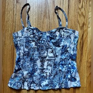 Pretty Little Thing Renaissance Print Structured Corset Top